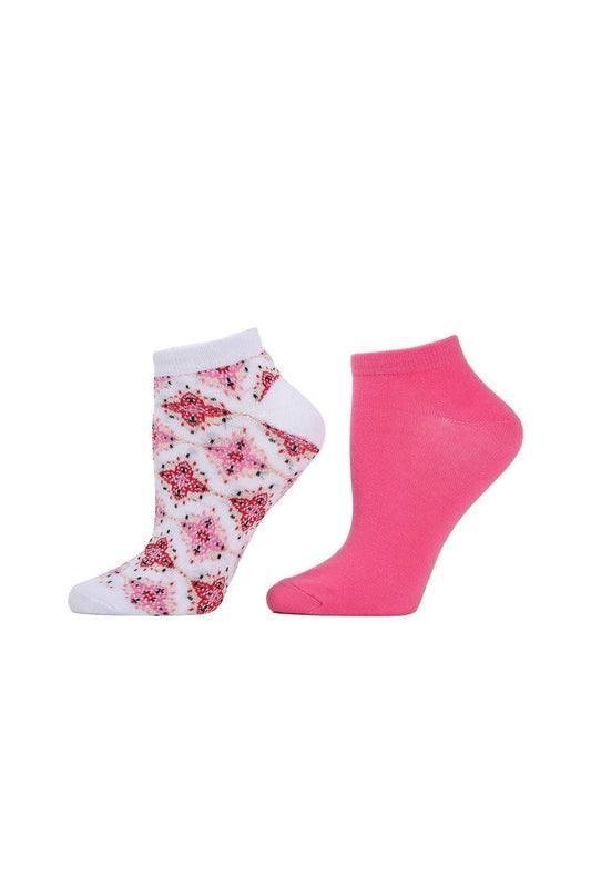Buy Diamond Socks - 2 Pair Pack in White/Pink Online White/Pink