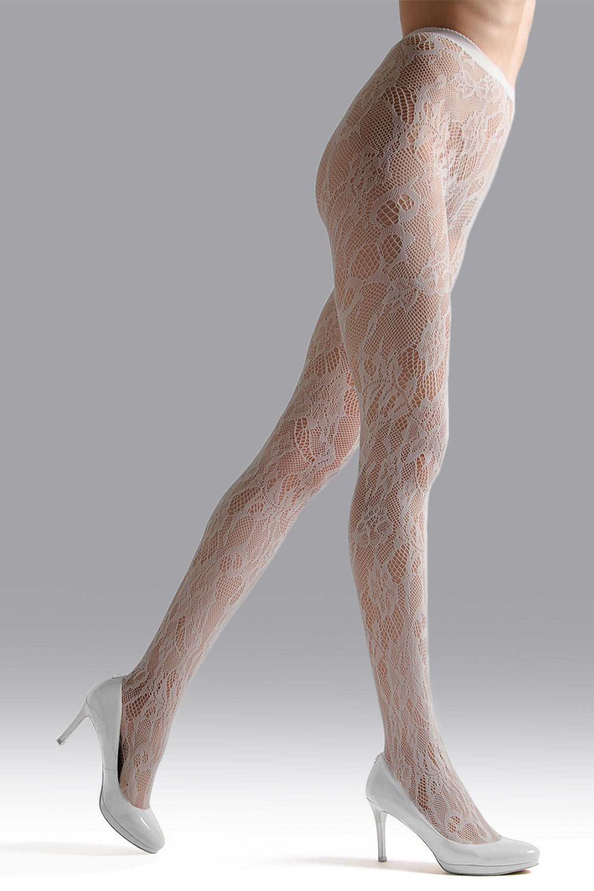 Buy Lace Cut-Out Net Tights in Ivory Online Ivory