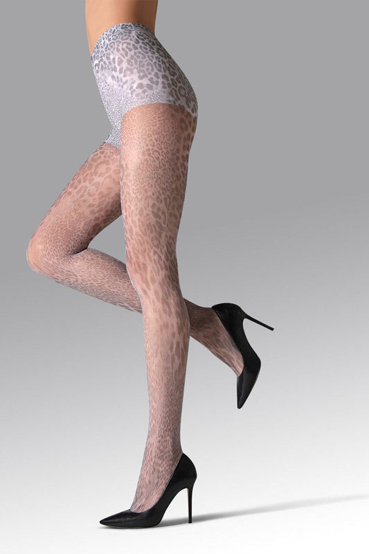 Buy Neutral Animal Printed Sheer Tights in Gray Online Gray