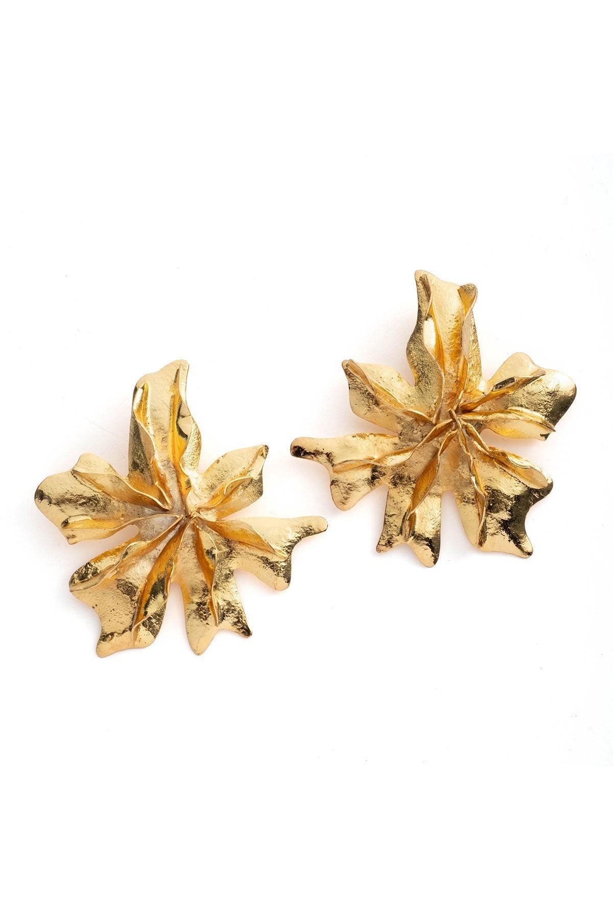 Gold Plated Brass Floral Earrings Gold