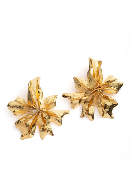 Gold Plated Brass Floral Earrings Gold