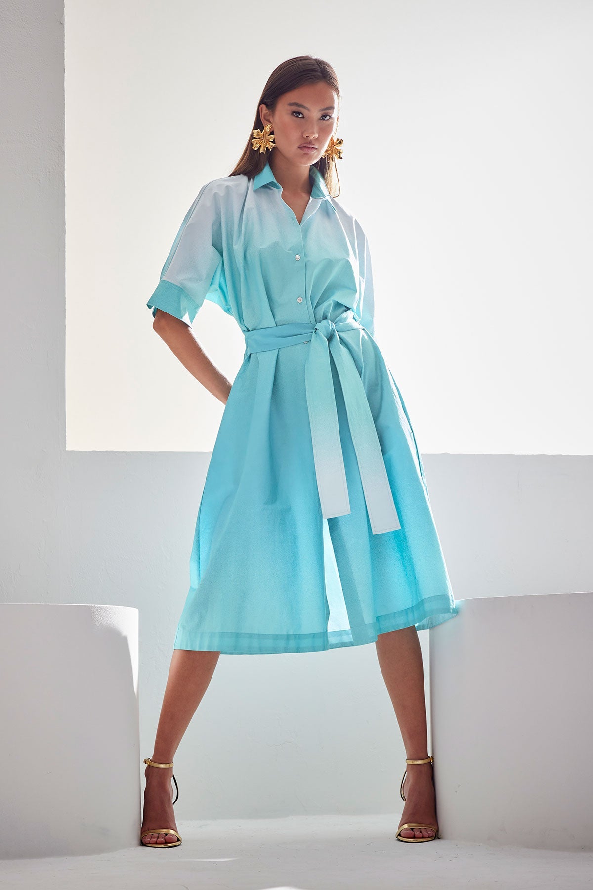 Gold Plated Brass Floral Earrings Gold