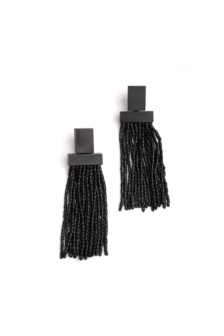 Buy Horn Geo Fringe Clip Earrings in Brown Online Brown