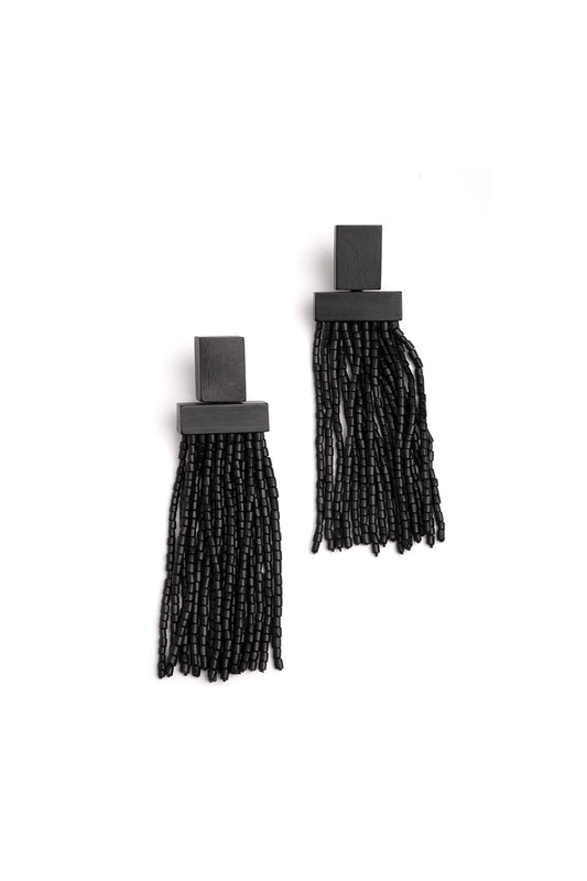 Buy Horn Geo Fringe Clip Earrings in Brown Online Brown