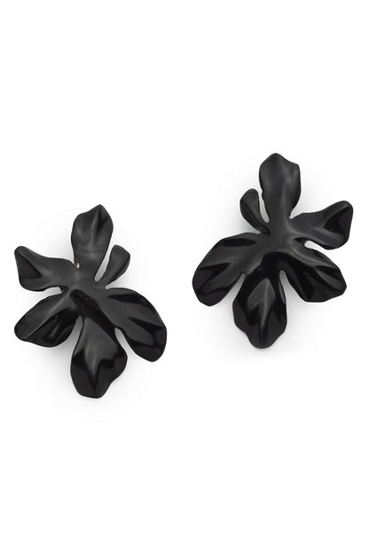 Peony Horn Earrings Black