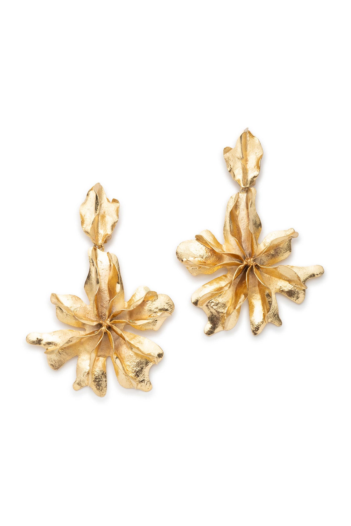 Gold Plated Brass Floral Cuff Earrings Gold