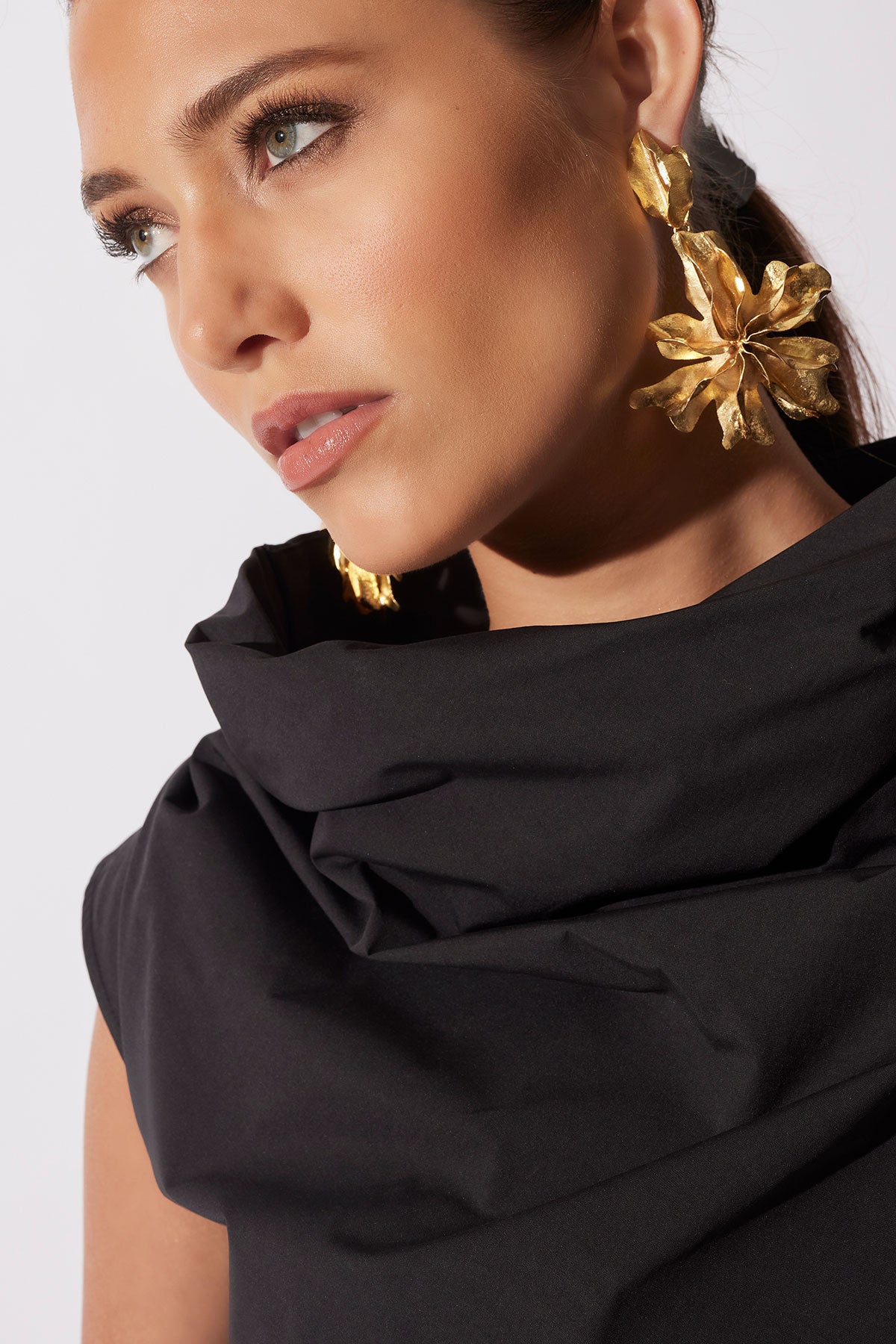 Gold Plated Brass Floral Cuff Earrings Gold