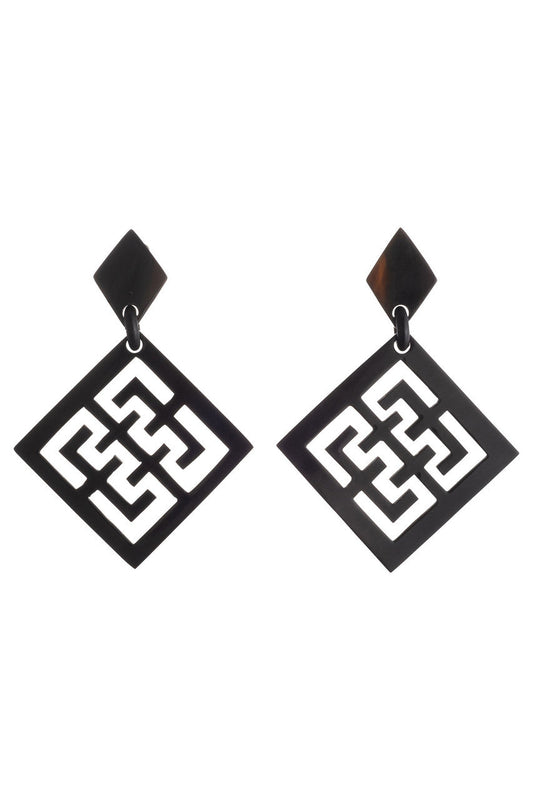 Buy Buffalo Horn Infinity Clip Earrings in Black Online Black