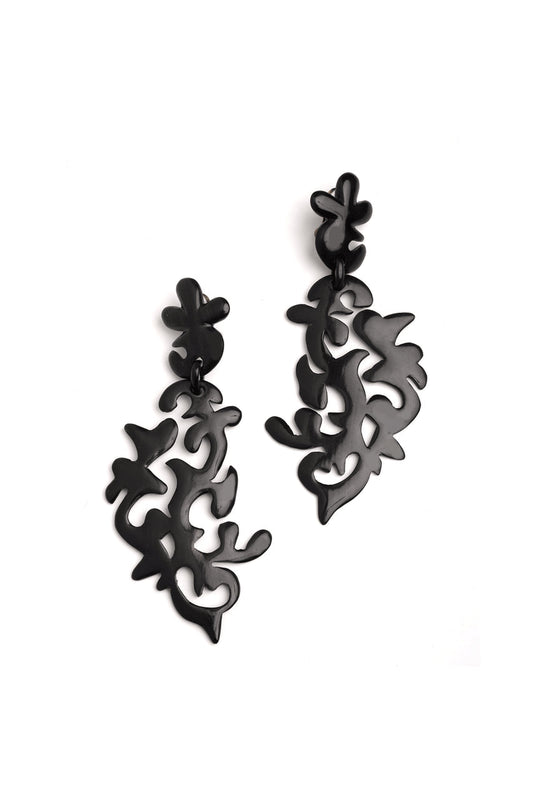 Buy Buffalo Horn Scroll Drop Earrings in Black Online Black