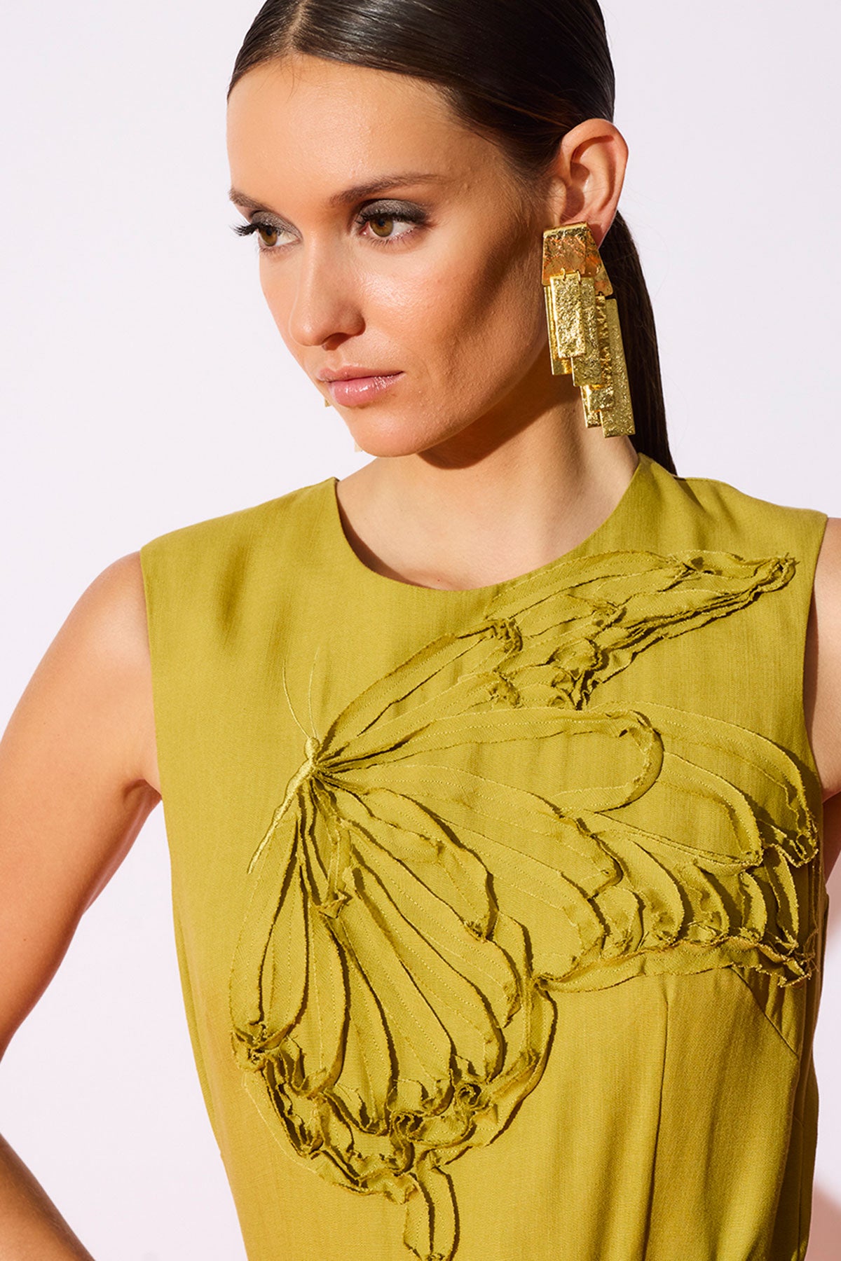 Sculptural Gold Plated Brass Drop Earrings Gold