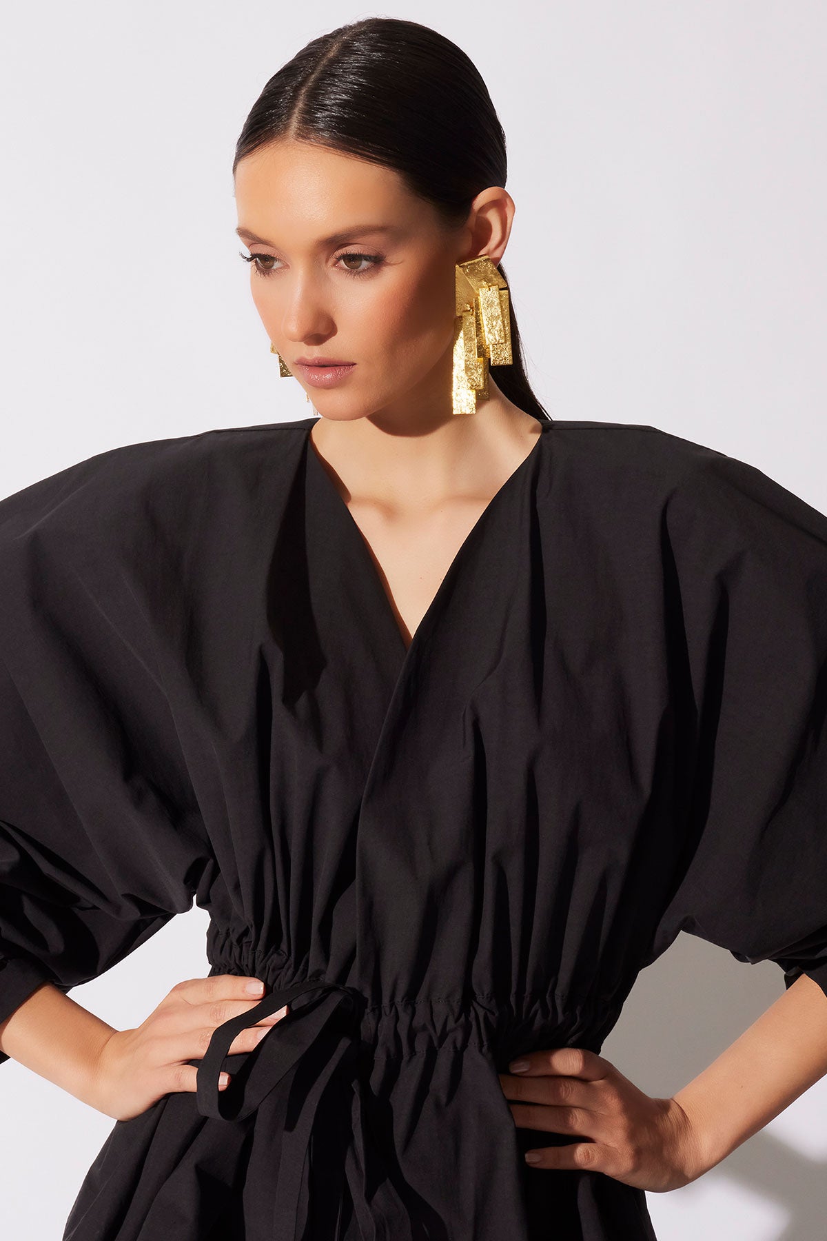 Sculptural Gold Plated Brass Drop Earrings Gold