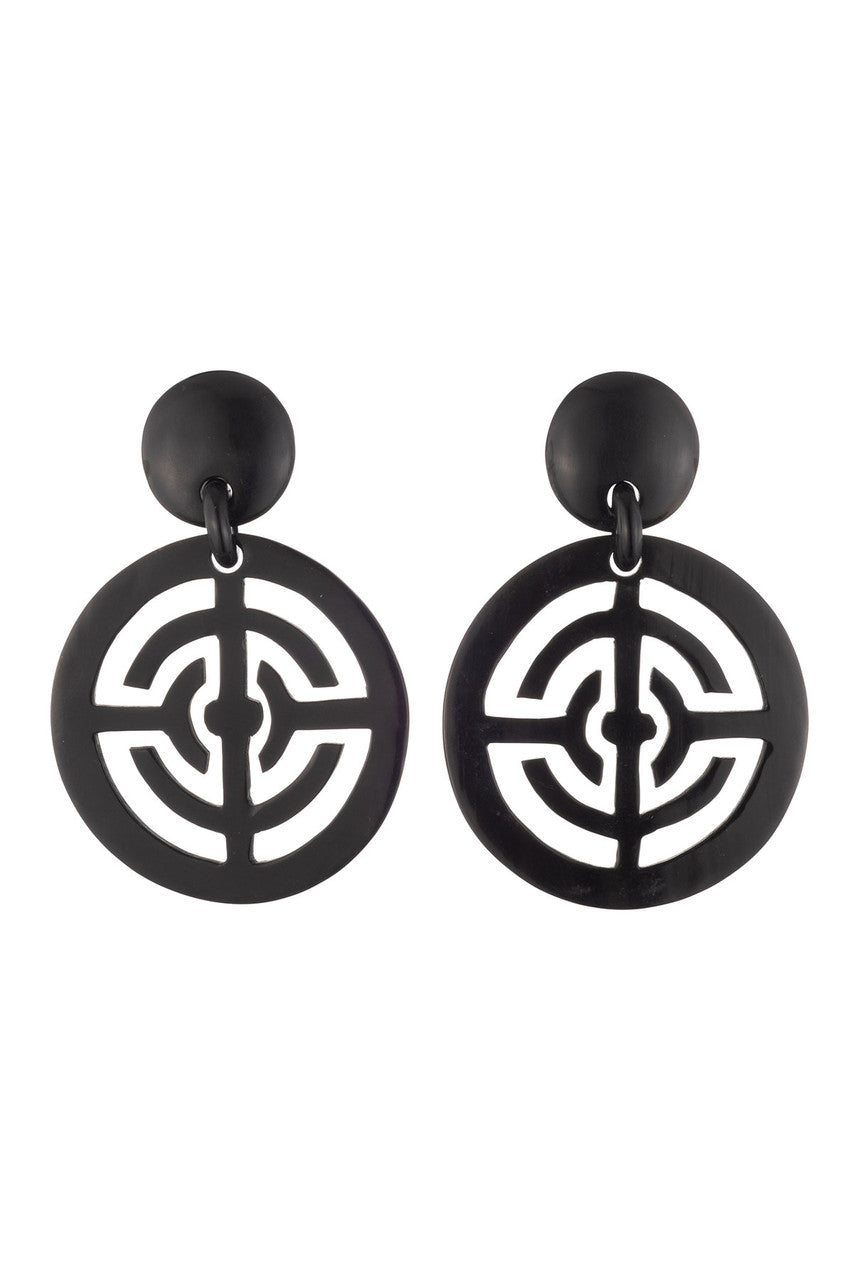 Buy Buffalo Horn Infinity Hoop Earrings in Black Online Black