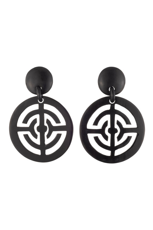 Buy Buffalo Horn Infinity Hoop Earrings in Black Online Black
