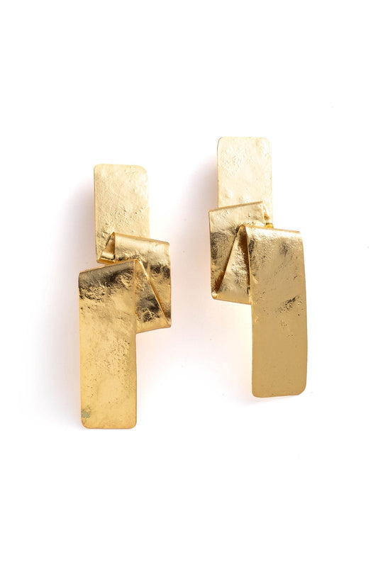 Sculptural Gold Plated Brass Earrings Gold