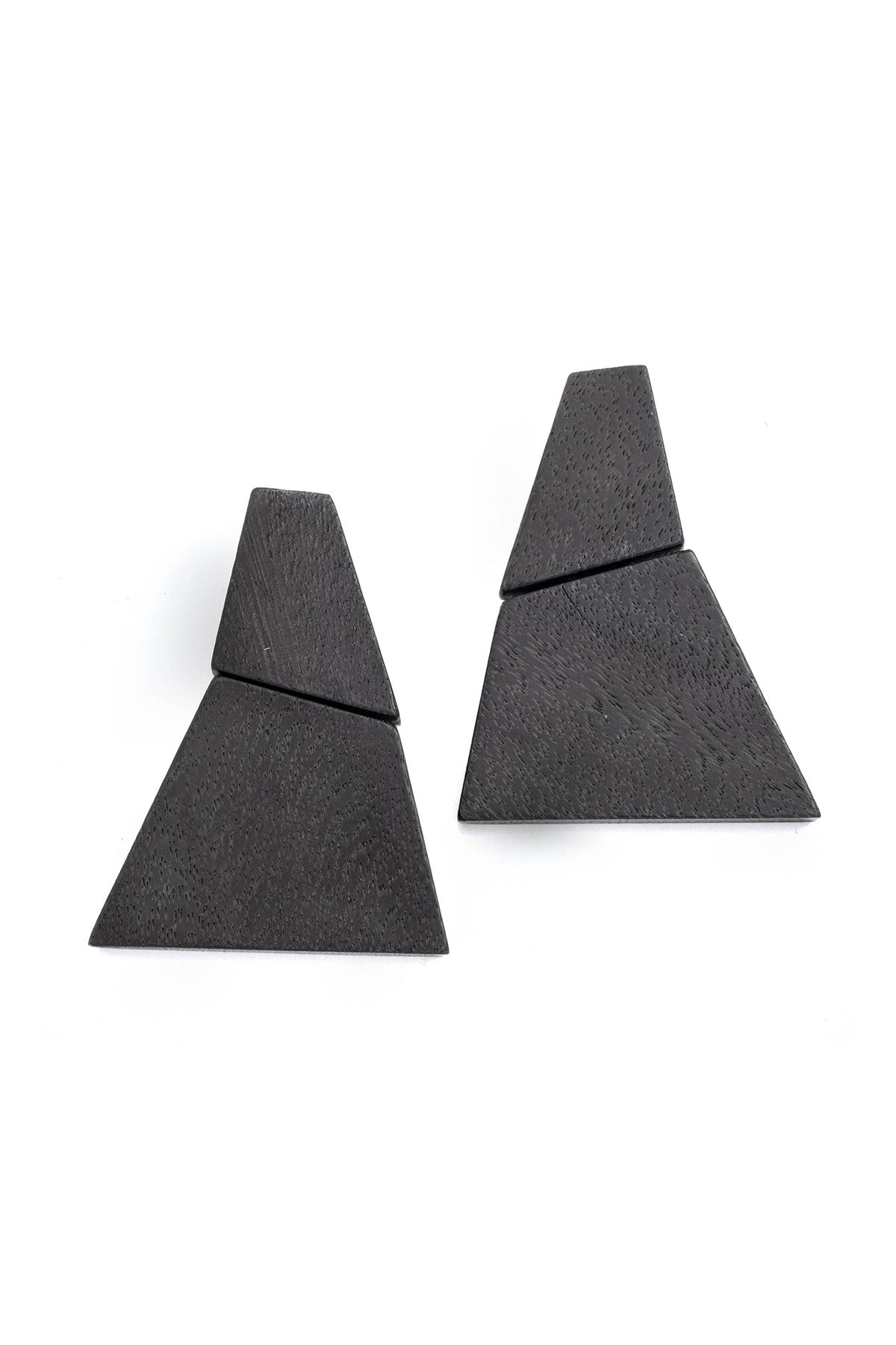 Acacia Wood Tiered Earrings Black