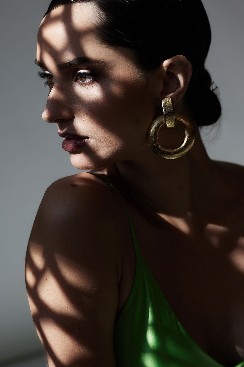 Buy Acacia Wood and Gold Plated Interlocked Hoop Earrings in Antique Gold Online Antique Gold