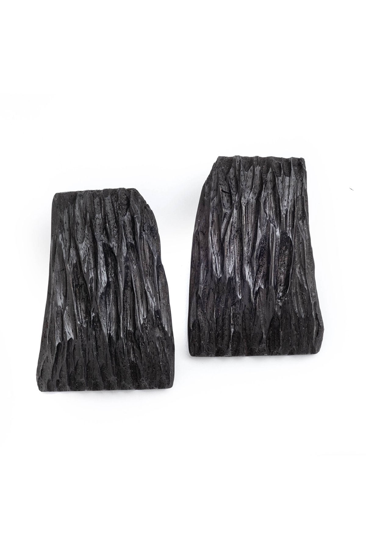 Acacia Wood Abstract Earrings Black