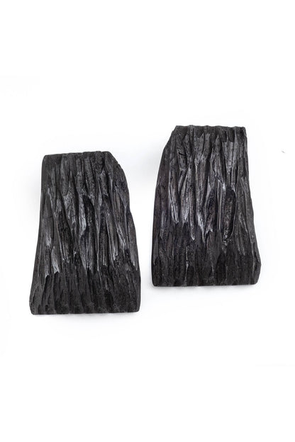 Acacia Wood Abstract Earrings Black