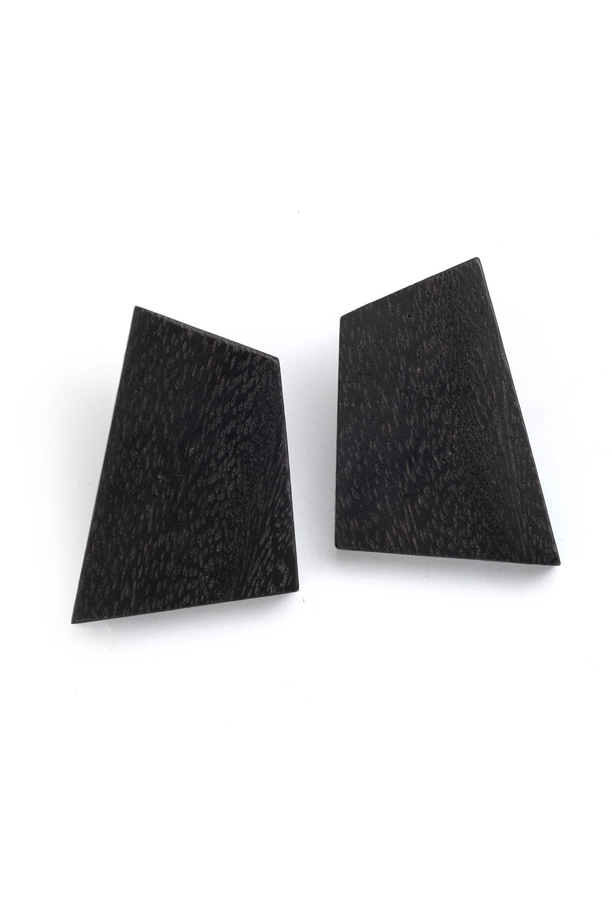 Acacia Wood Geometric Earrings Black Black