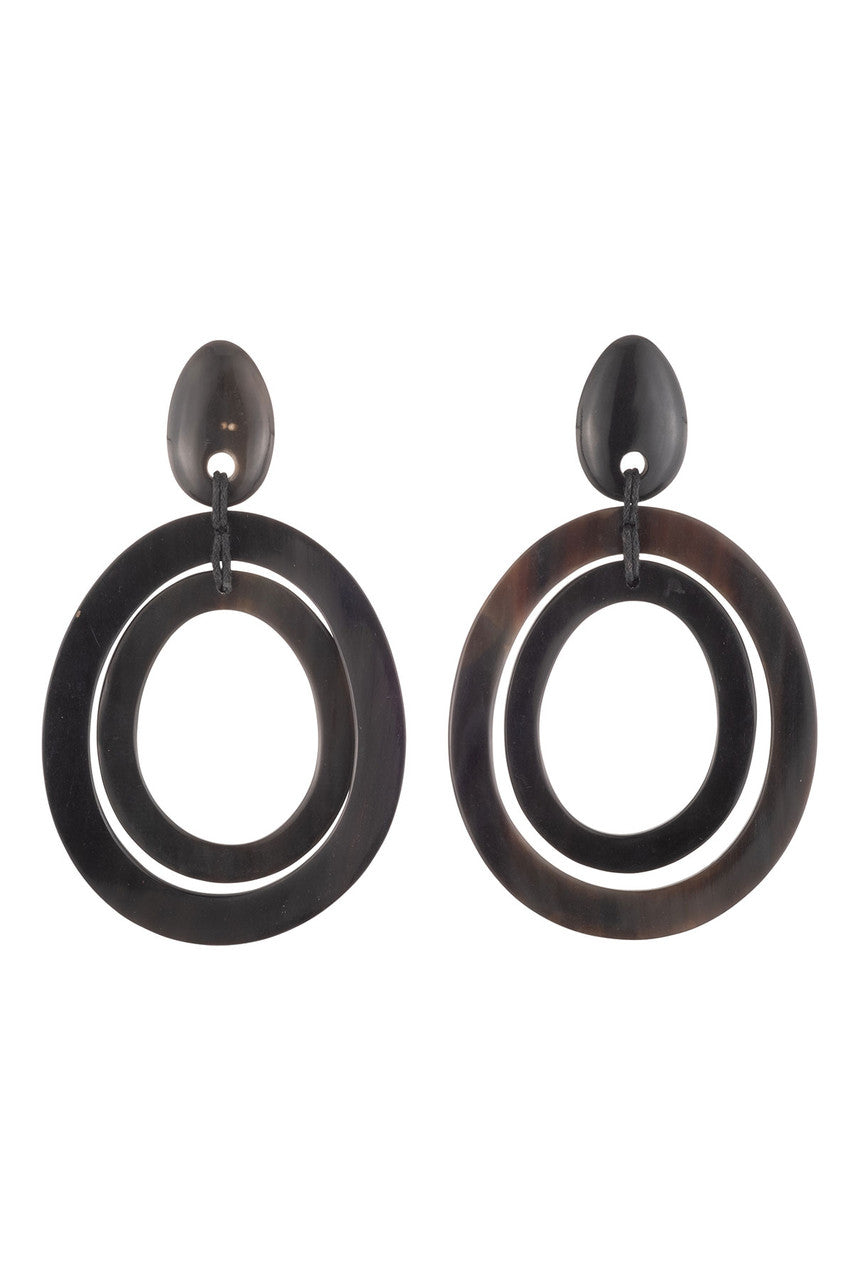 Buy Buffalo Horn Double Hoop Earrings in Black Online Black