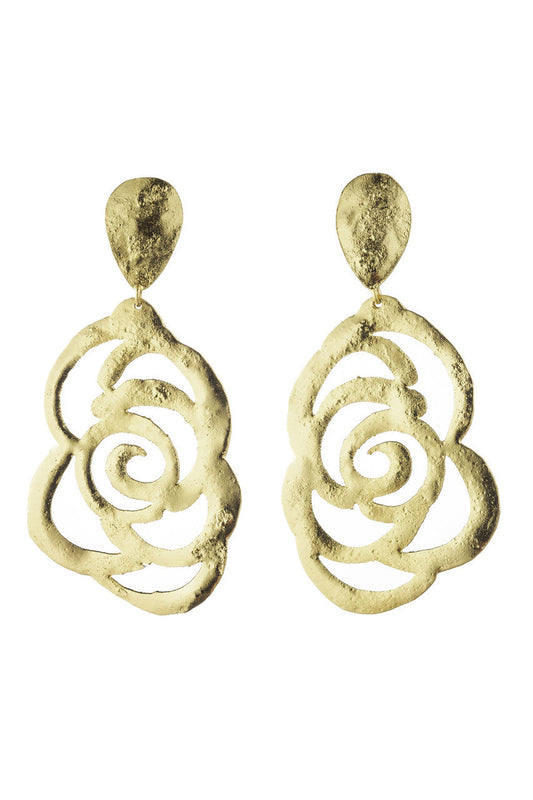Buy Gold Plated Floral Scroll Drop Earrings in Gold Online Gold
