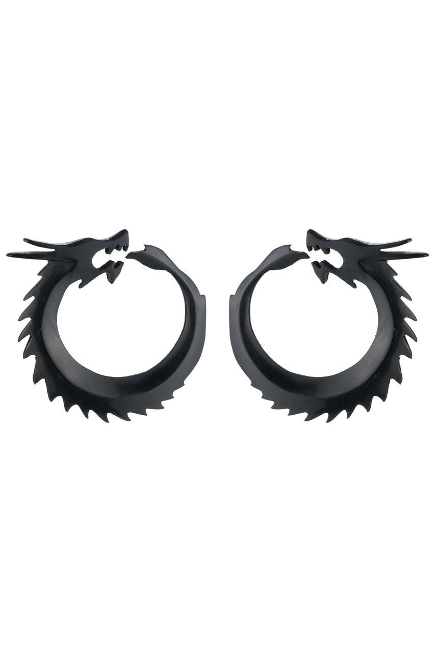 Buy Horn Dragon Clip Earrings in Ebony Online Ebony