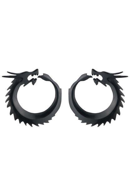 Buy Horn Dragon Clip Earrings in Ebony Online Ebony