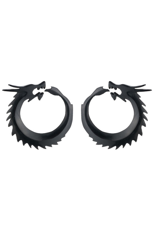 Buy Horn Dragon Clip Earrings in Ebony Online Ebony
