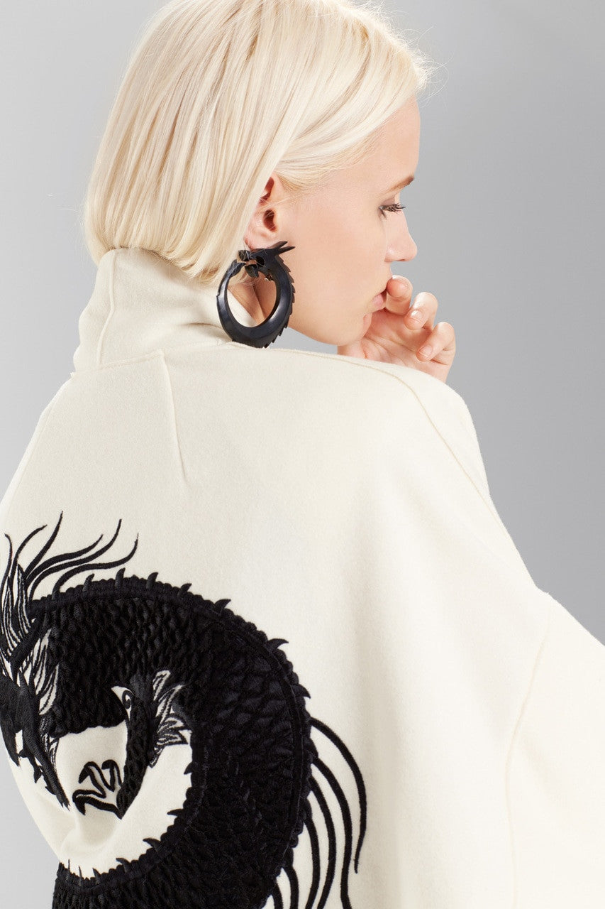 Buy Horn Dragon Clip Earrings in Ebony Online Ebony
