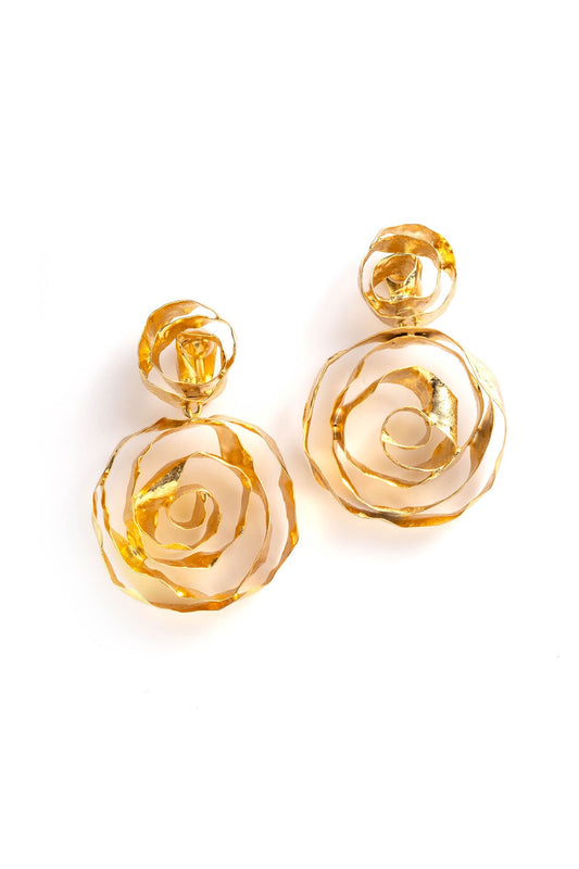 Rosette Gold Plated Drop Earrings Gold