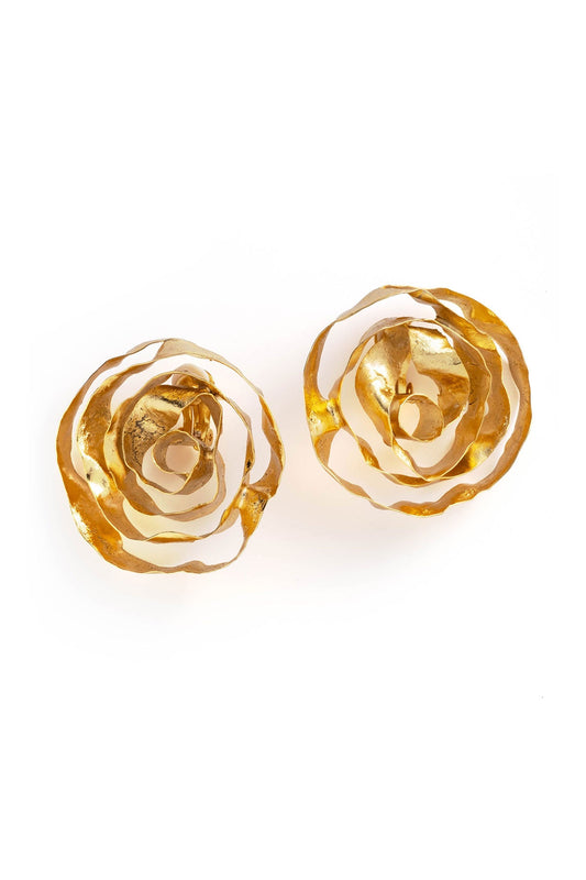 Rosette Gold Plated Earrings Gold