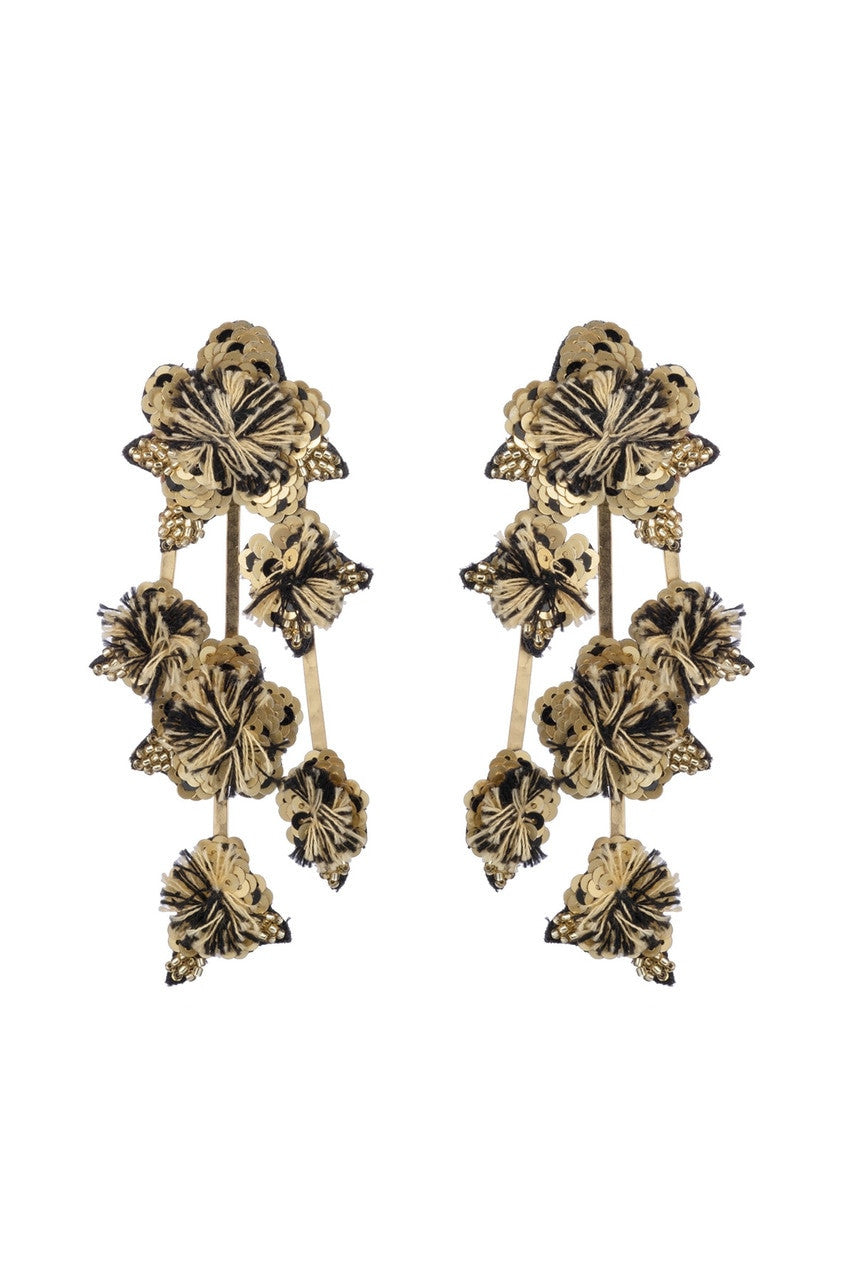 Buy Gold Plated Brass Floral Clip Earrings in Gold Online Gold
