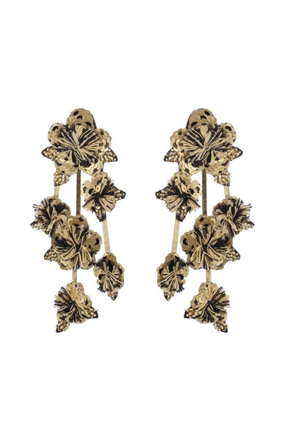 Buy Gold Plated Brass Floral Clip Earrings in Gold Online Gold