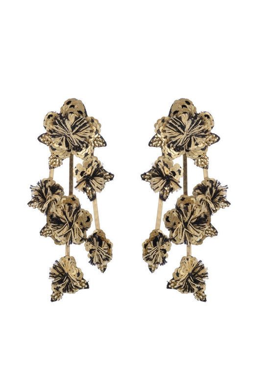 Buy Gold Plated Brass Floral Clip Earrings in Gold Online Gold