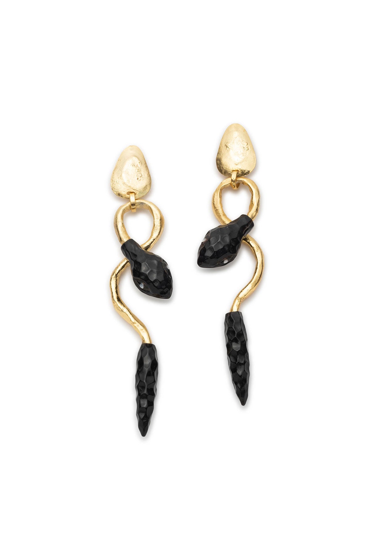 Gold Plated Brass Snake Earrings Gold