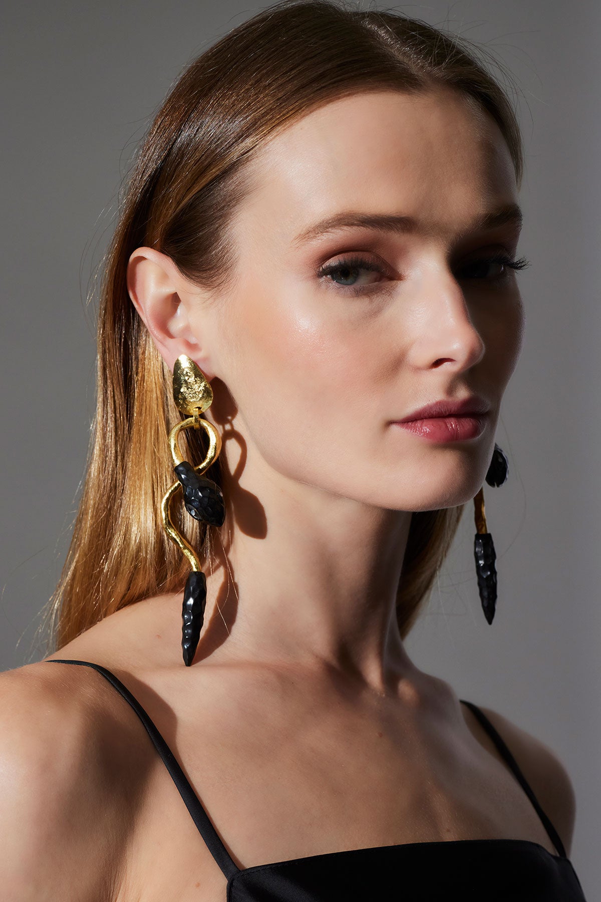 Gold Plated Brass Snake Earrings Gold