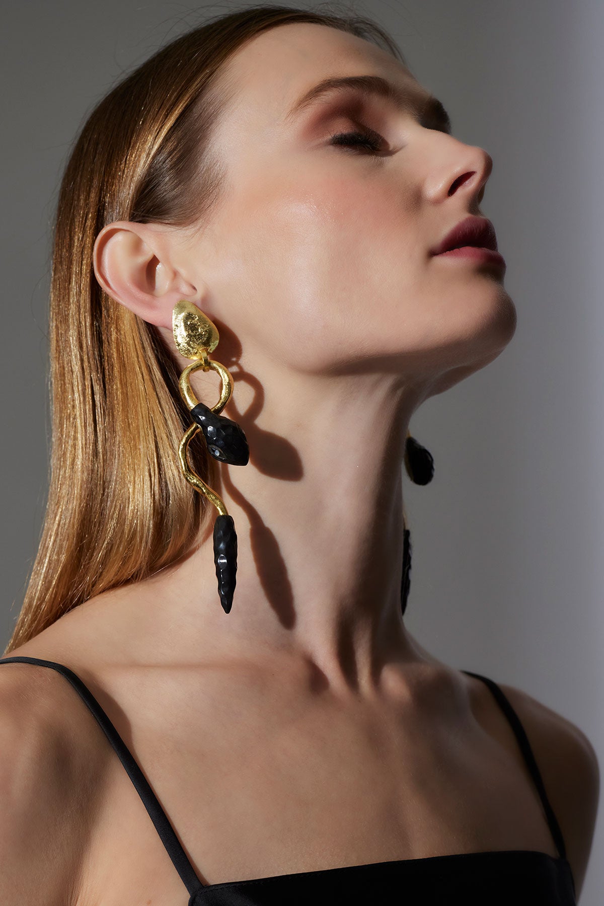 Gold Plated Brass Snake Earrings Gold