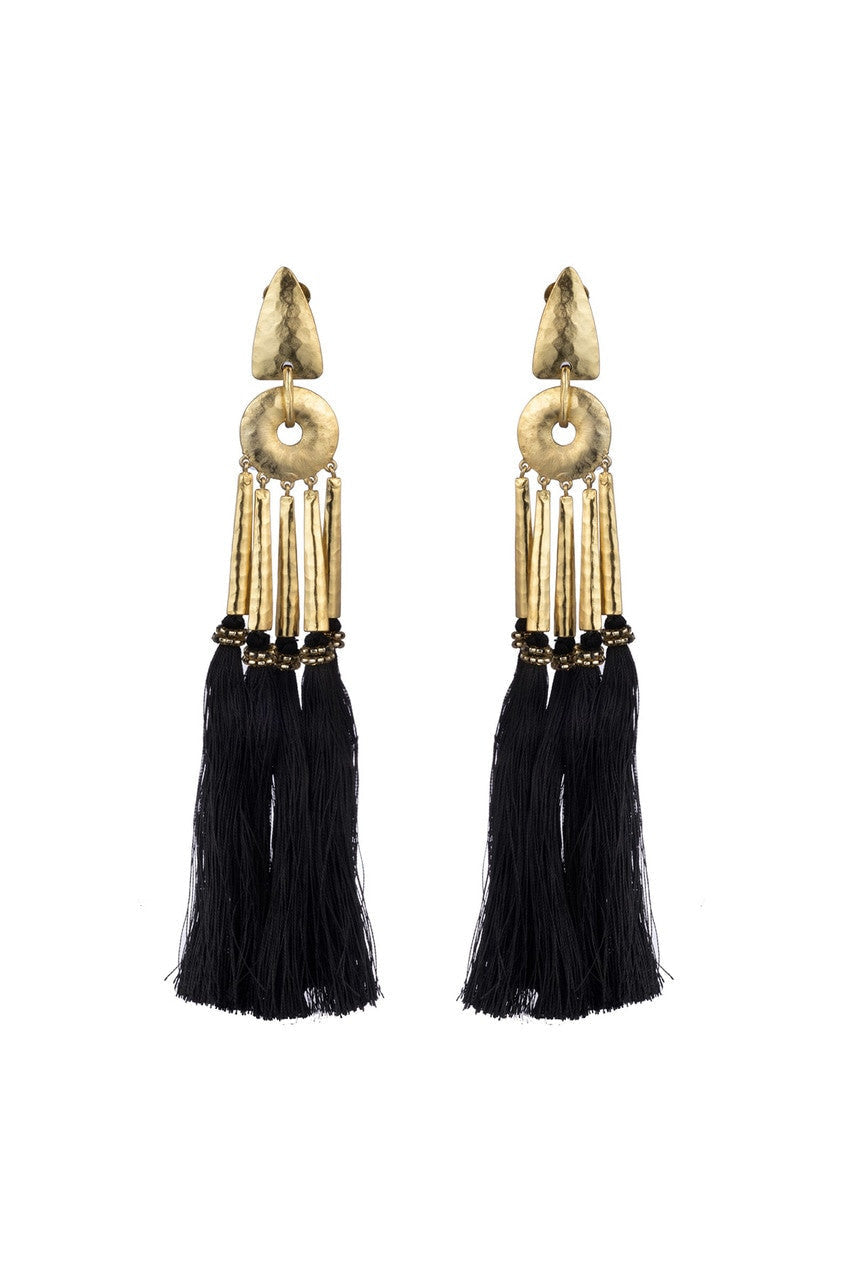 Buy Gold Plated Brass Tassel Clip Earrings in Gold Online Gold
