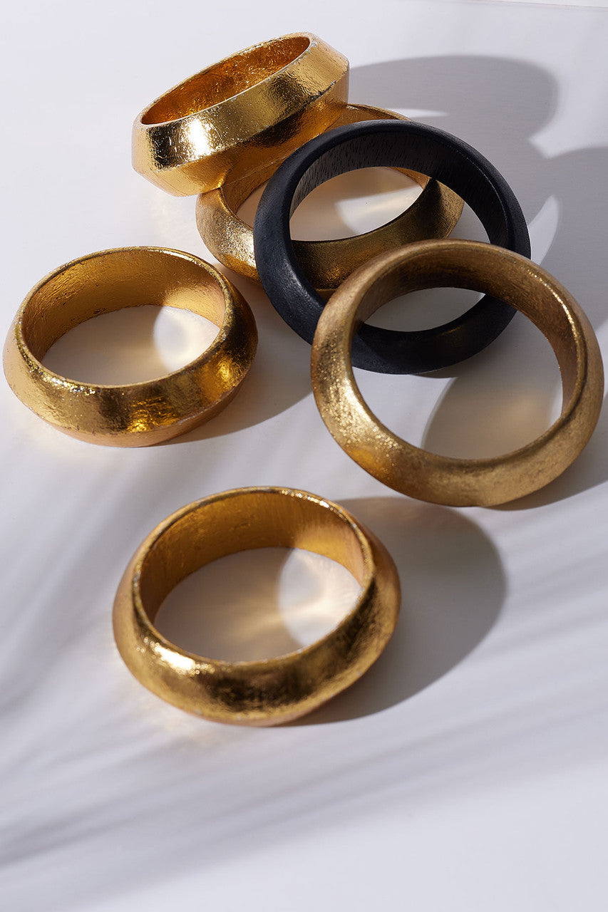 Buy Acacia Wooden Bangle Set in Black Online Black
