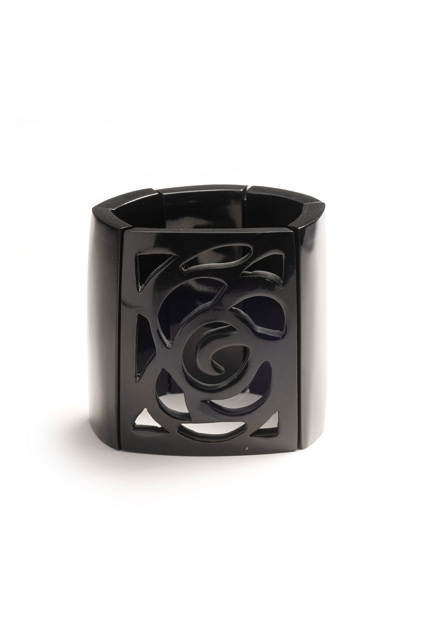 Buy Buffalo Horn Square Scroll Bangle in Black Online Black
