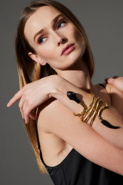 Gold Plated Brass Snake Bracelet Gold