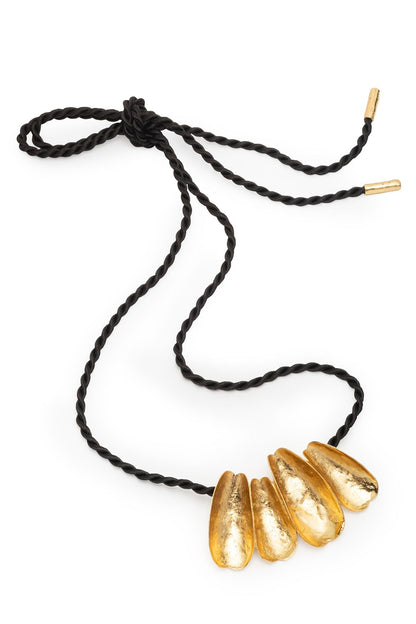 Aurea Gold Plated Oversized Pendant Rope Necklace Gold