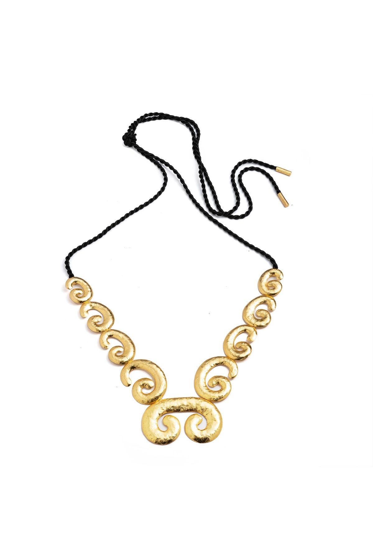 Gold Plated Brass Swirl Pendant Necklace Gold