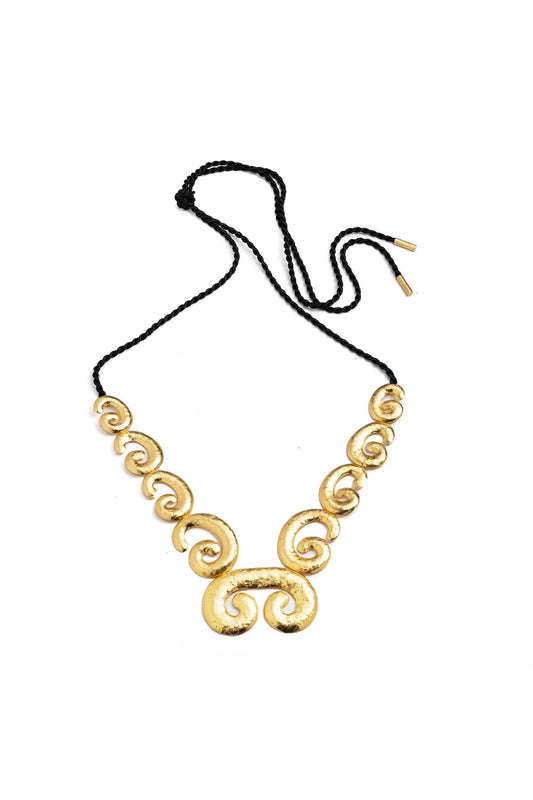 Gold Plated Brass Swirl Pendant Necklace Gold