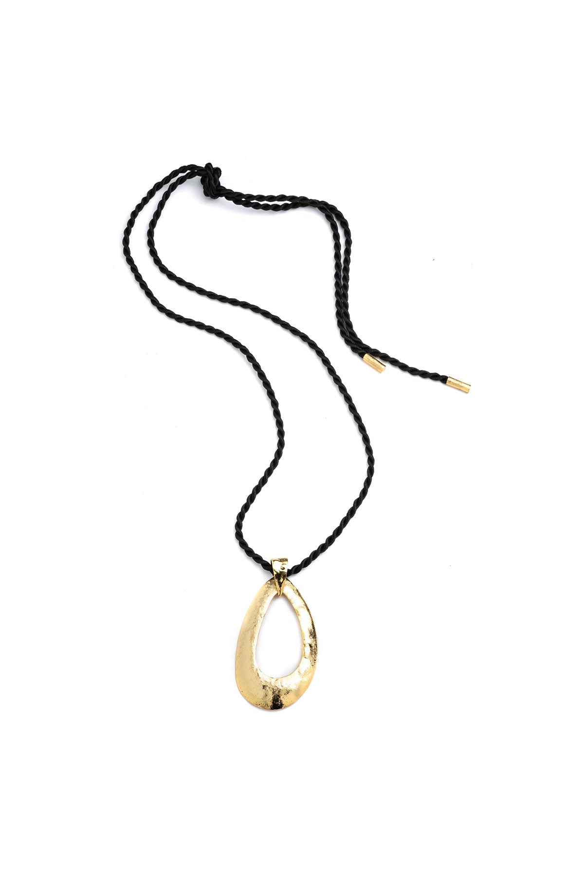 Gold Plated Brass Oval Pendant Necklace Gold