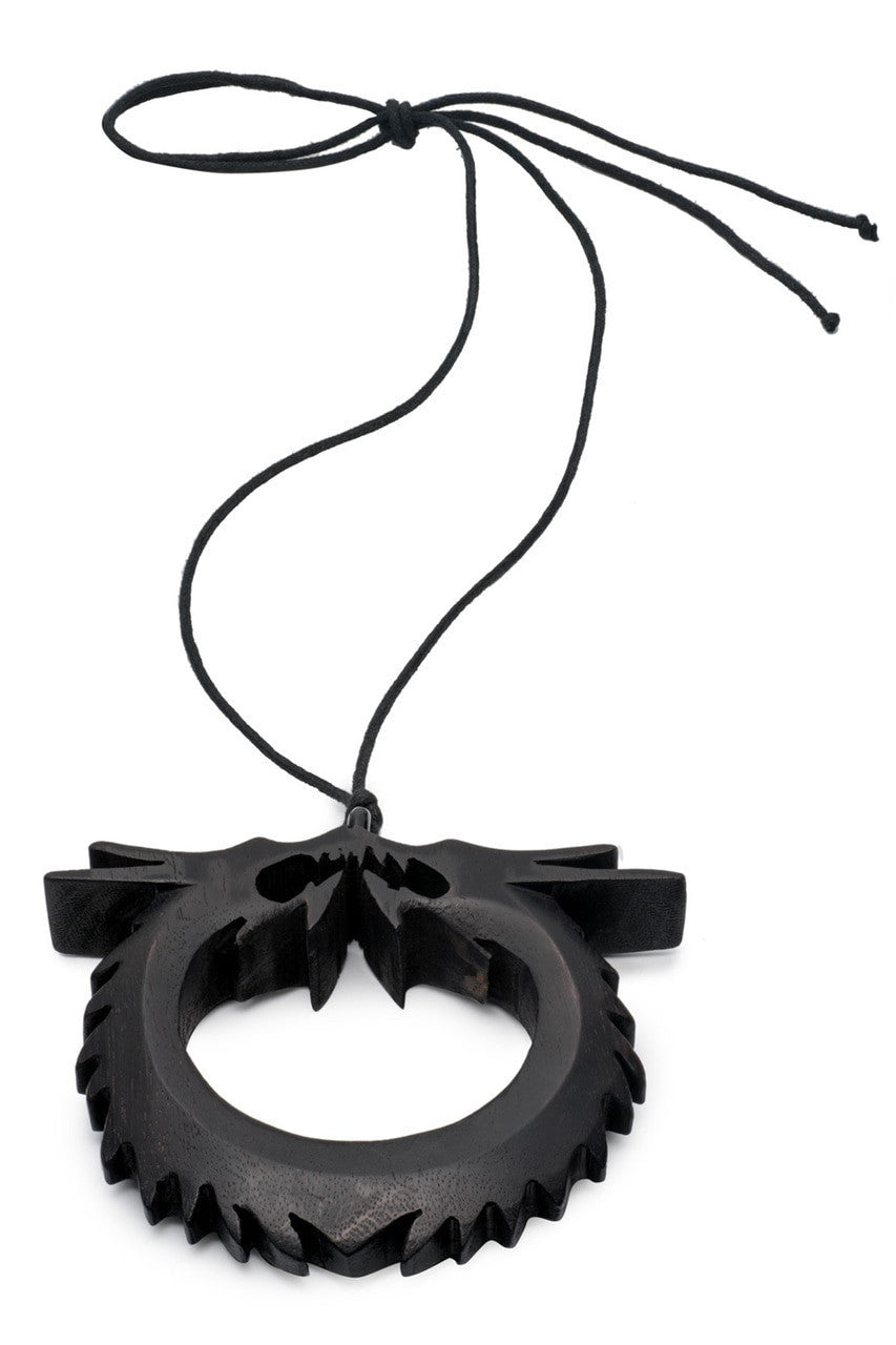 Buy Acacia Wood Double Dragon Necklace in Ebony Online Ebony