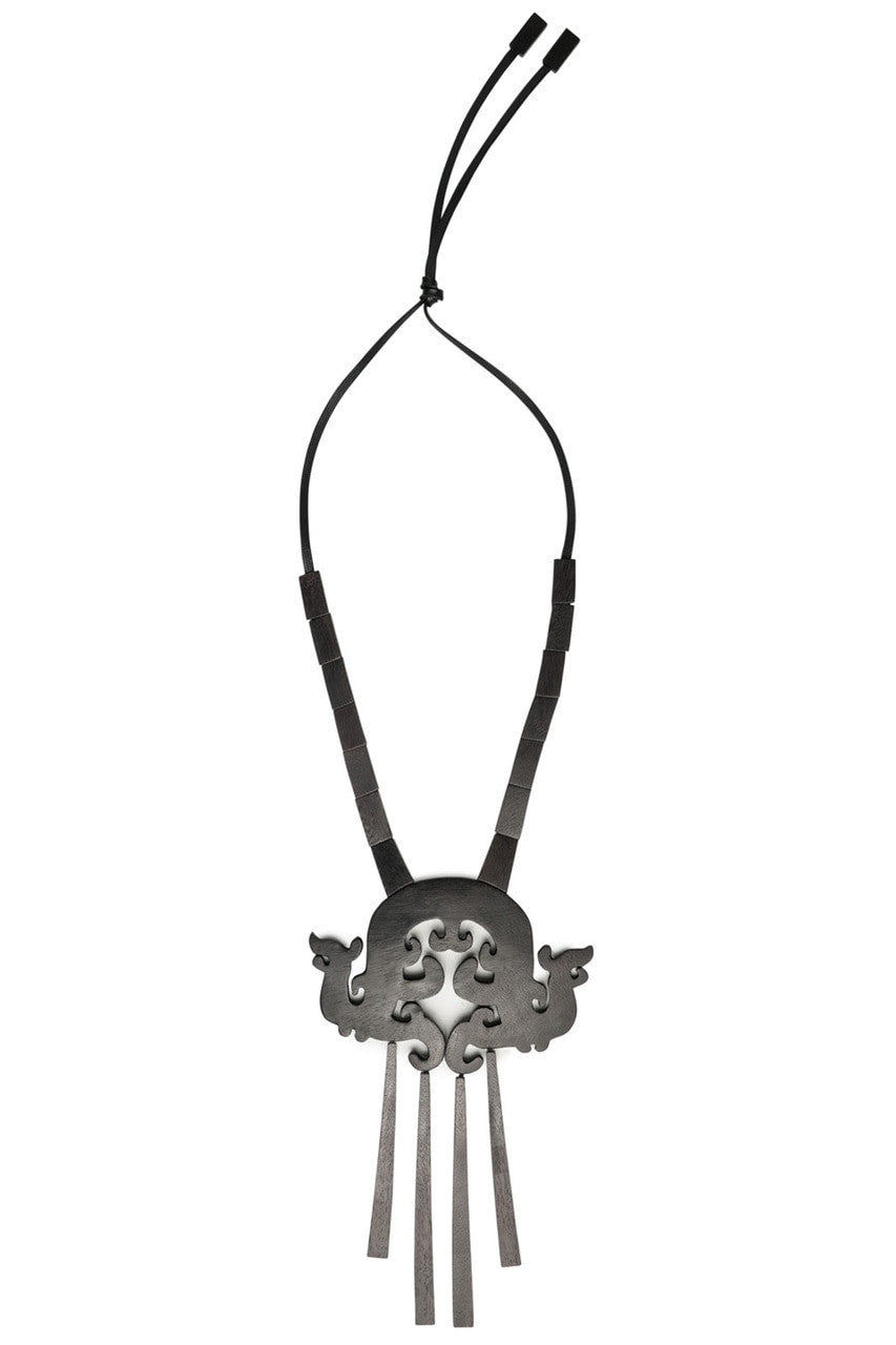 Buy Acacia Wood Fringe Necklace in Dark Brown Online Dark Brown
