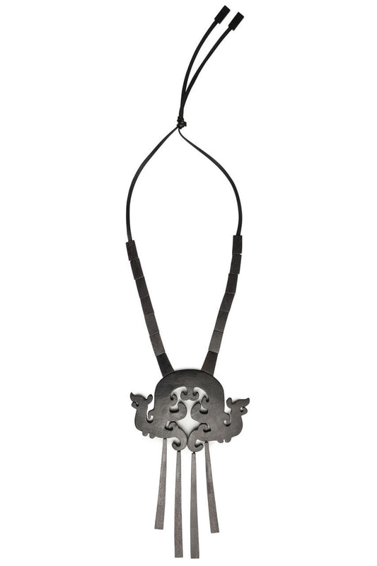 Buy Acacia Wood Fringe Necklace in Dark Brown Online Dark Brown