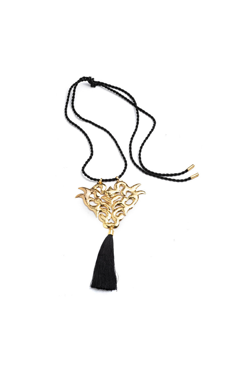 Buy Gold Plated Brass Scroll Pendant Necklace online Gold