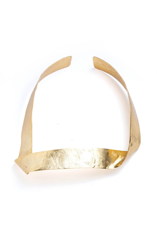 Sculptural Gold Plated Brass Necklace Gold